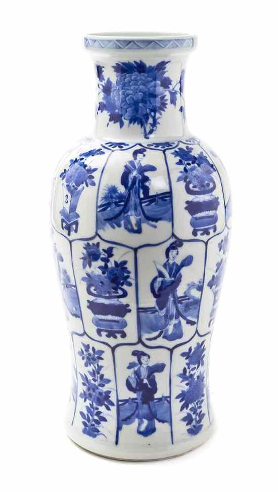 Appraisal: A Chinese Blue and White Porcelain Baluster Vase decorated with