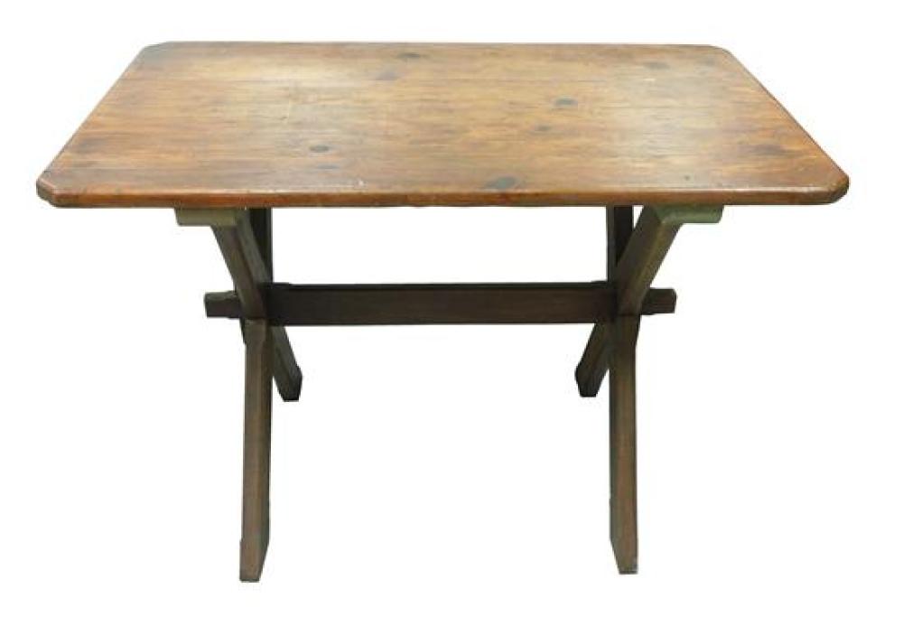 Appraisal: Trestle table American late th th C pine oblong top