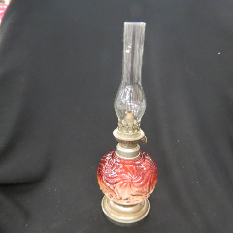 Appraisal: Baccarat Rose Tiente Art Glass Oil Lamp pinwheel decor nickel