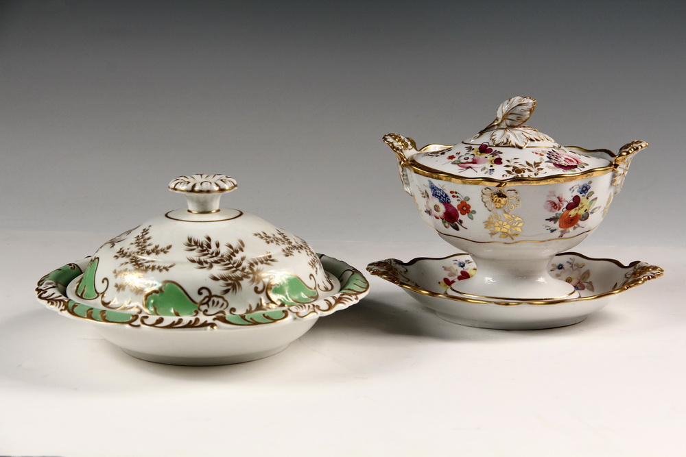 Appraisal: EARLY ENGLISH PORCELAIN SERVING PIECES - Including Oval Sauceboat with