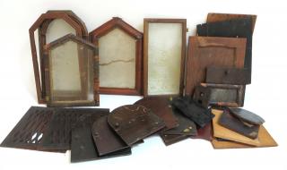 Appraisal: Box Of Old Clock Doors With Old Glass Box Of