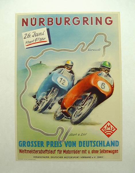 Appraisal: A rare Nurburgring G P Germany poster featuring two grand