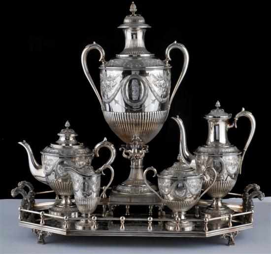 Appraisal: A late Victorian silver plate tea and coffee service Makers