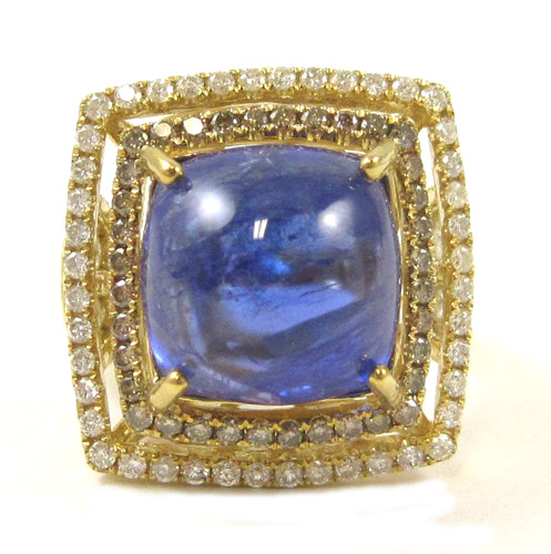 Appraisal: TANZANITE DIAMOND AND FOURTEEN KARAT GOLD RING with round-cut colorless