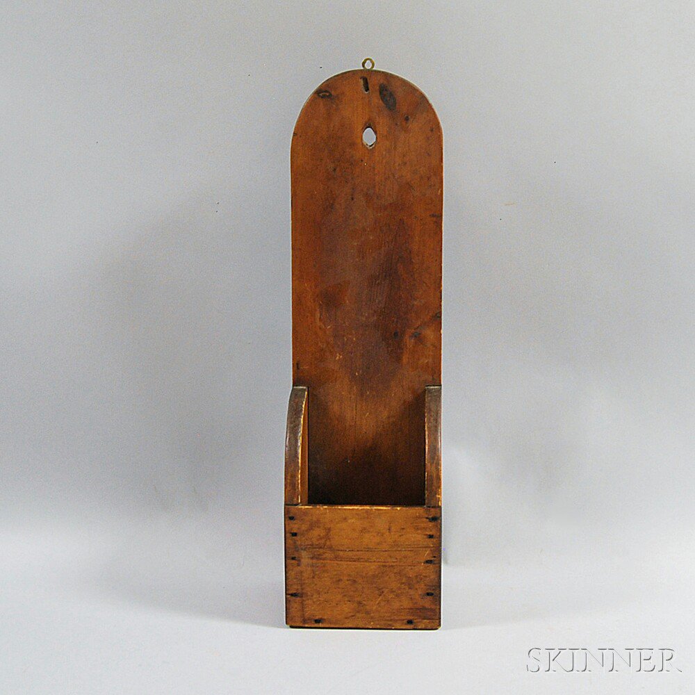 Appraisal: Pine Wall Box America th century with tall arched back