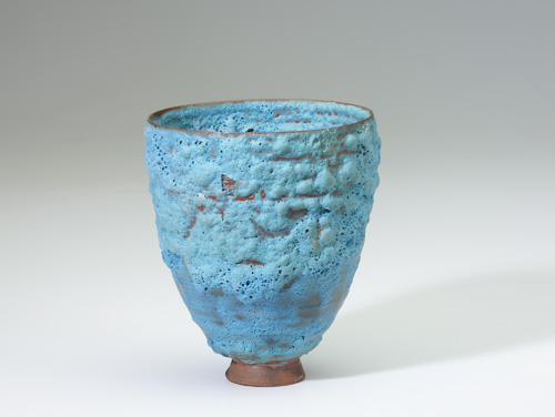 Appraisal: BEATRICE WOOD Flaring vase covered in Persian Blue volcanic glaze