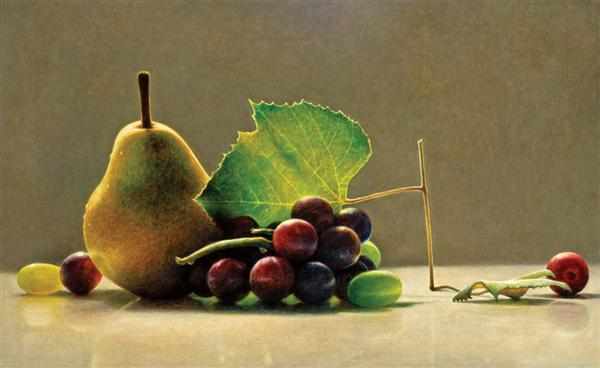 Appraisal: JAMES DEL GROSSO American b Caro Grapes and Lucia Pear