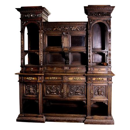 Appraisal: Italian Baroque Style Carved Mahogany Two-Part Cabinet Estimate -