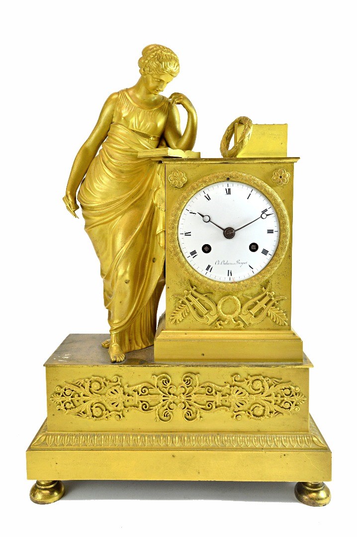 Appraisal: An Empire ormolu striking mantel clock Charles Oudin mid th