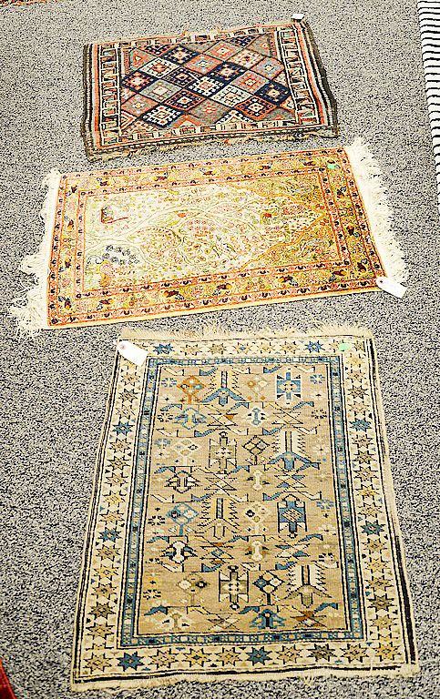 Appraisal: Three piece lot to include two Caucasian mats and a