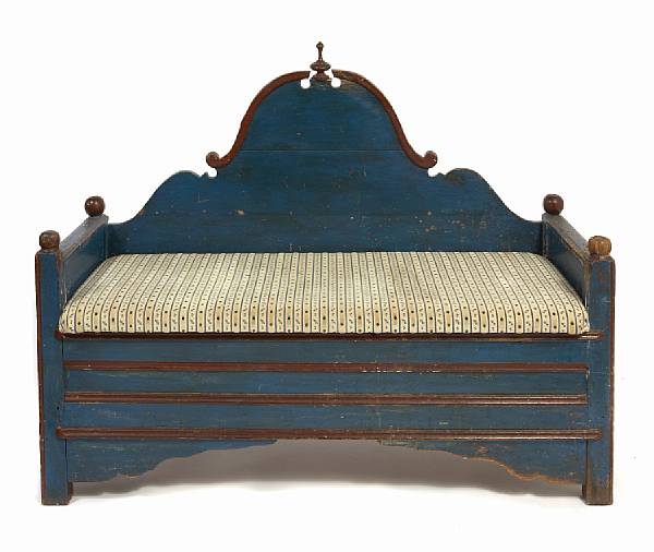 Appraisal: A Swedish paint decorated daybed th century height in width