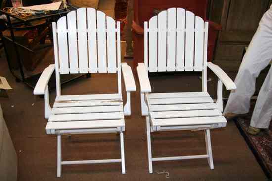 Appraisal: PAIR OF WHITE PAINTED FOLDING CHAIRS - in x in