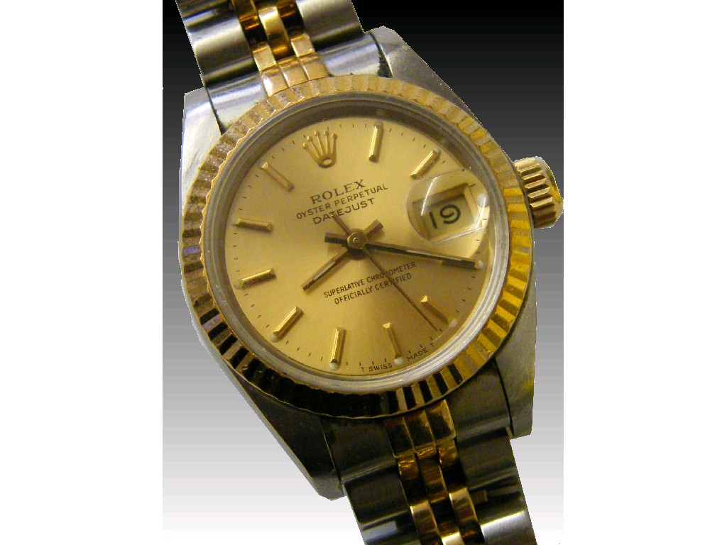 Appraisal: Rolex Datejust lady's gold and stainless wristwatch reference serial R