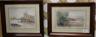 Appraisal: Pair of late th century landscapes watercolors on paper Stream