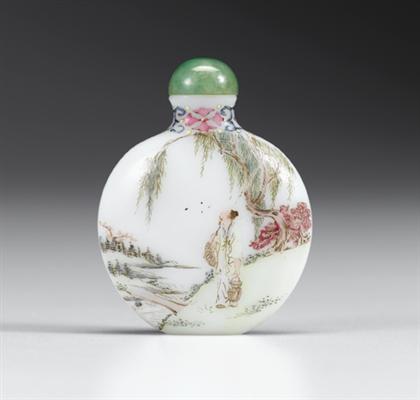 Appraisal: Chinese famille rose painted white glass snuff bottle red qianlong