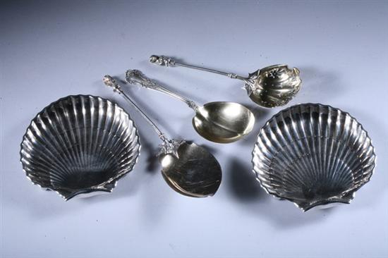 Appraisal: FIVE PIECES GORHAM STERLING SILVER Including a pair shell-form card