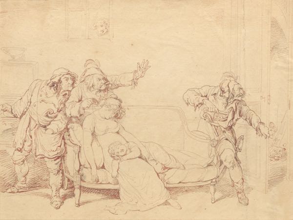 Appraisal: Thomas Rowlandson British - x image Robbers Surrounding Mother and