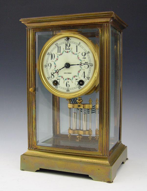 Appraisal: SETH THOMAS CRYSTAL REGULATOR CLOCK Brass case with beveled glass