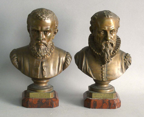 Appraisal: Two bronze busts inscribed Andre Vesale Par Bulio and Ambroise