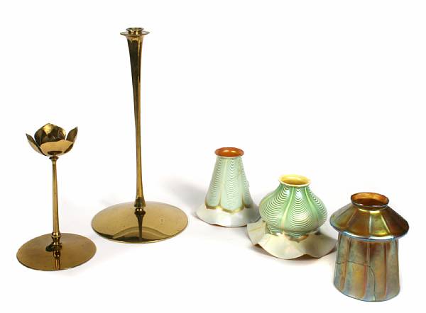 Appraisal: A group of eight Jarvie and Jarvie style brass candlesticks