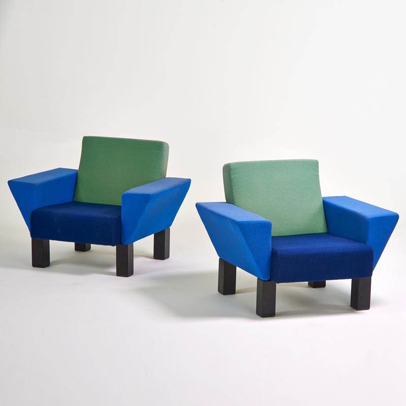 Appraisal: ETTORE SOTTSASS KNOLL Pair of Westside armchairs New York ca