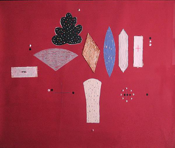 Appraisal: Janis Provisor American born Untitled Shapes on red ground signed