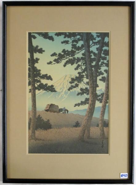 Appraisal: KAWASE HASUI WOODCUT Japan - Evening at Tagonoura Mount Fuji