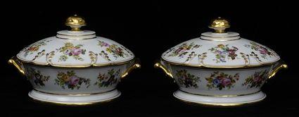 Appraisal: PAIR OF PARIS PORCELAIN CIRCULAR TUREENS AND COVERS Initialed in