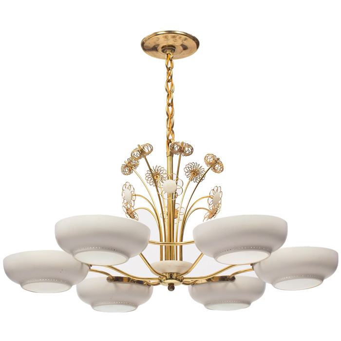 Appraisal: Lightolier hanging fixture in the style of Paavo Tynell white