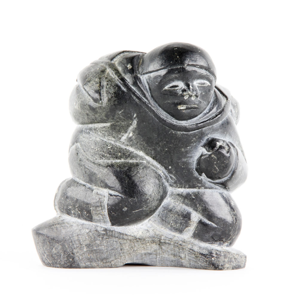 Appraisal: - Inuit Stone Carving Inuit carving of a man kneeling