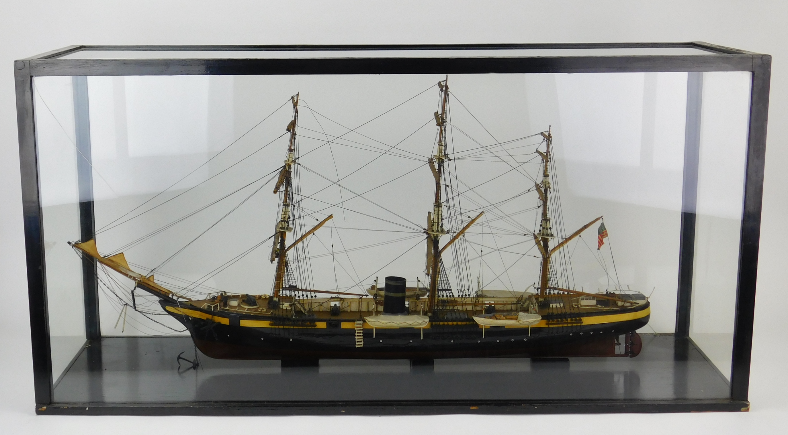 Appraisal: American ship model of a three masted ship with display