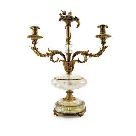 Appraisal: Pair of Louis XVI Style Gilt-Bronze and Rock Crystal Two-Light