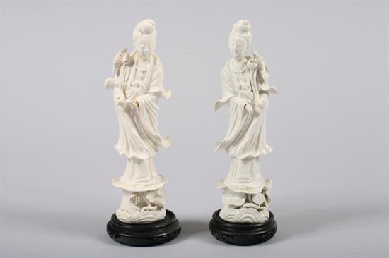 Appraisal: TWO CHINESE BLANC-DE-CHINE PORCELAIN FIGURES OF MEIREN th century -