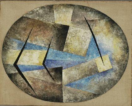 Appraisal: th Century School Three Geometric Abstract Compositions Each an oil