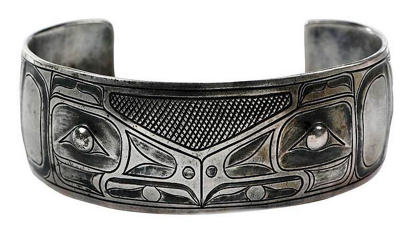 Appraisal: Northwest Silver Raven Cuff Bracelet engraved and oxidized design inscribed