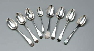 Appraisal: Hester Bateman English silver eight spoons with oval handles most