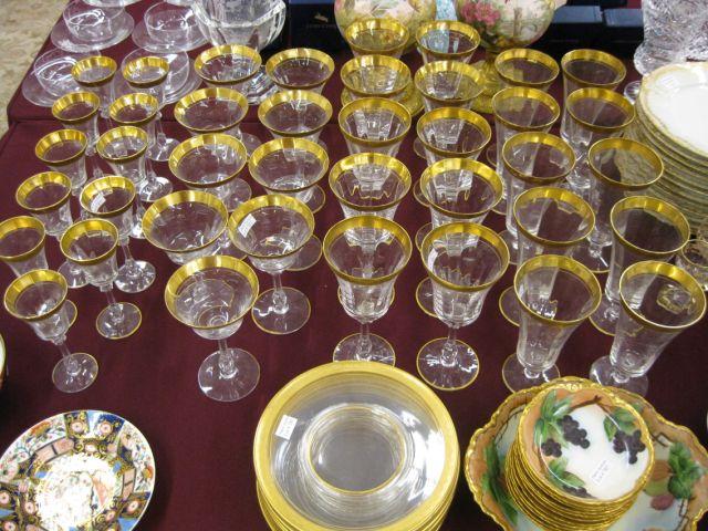 Appraisal: pcs of Gold Band Crystal Stemware sizes a beautiful services