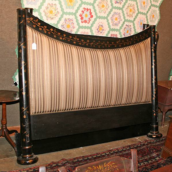 Appraisal: A Baroque style ebonized and parcel gilt tester bed height