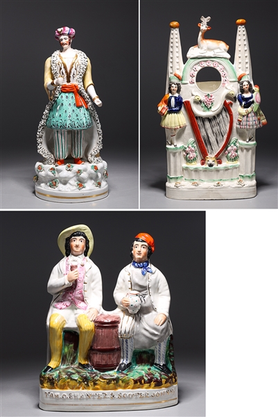 Appraisal: Group of three antique Staffordshire porcelain figures overall good vintage