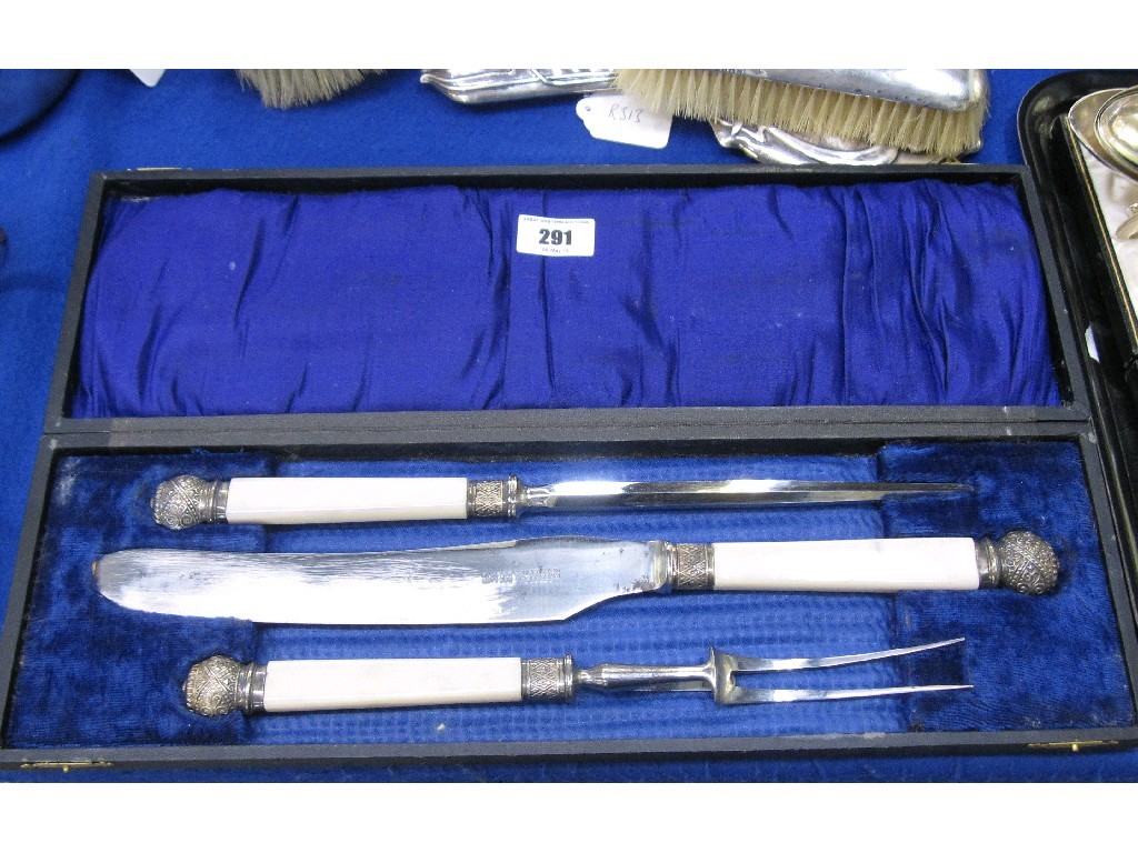 Appraisal: Cased piece carving set