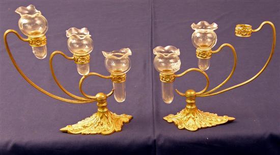 Appraisal: Pair of gilt bronze three branch table lights by Osler