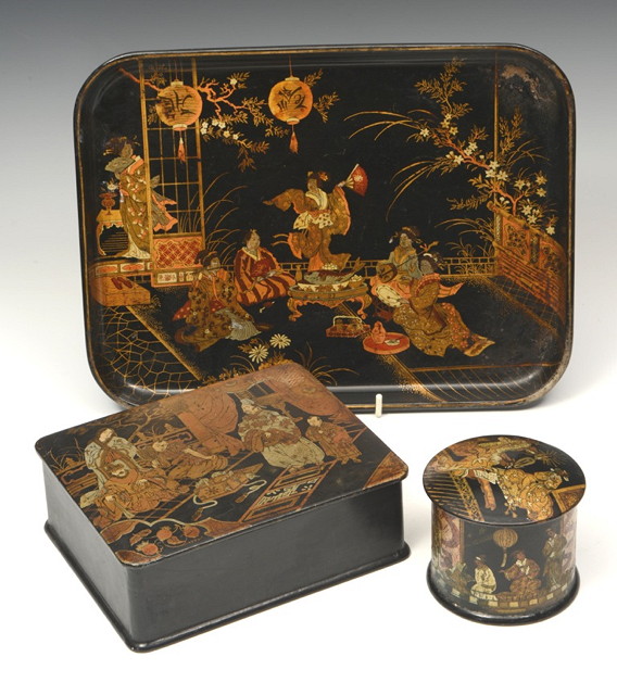 Appraisal: A CHINESE RECTANGULAR BLACK LACQUERED BOX with hinged rising lid