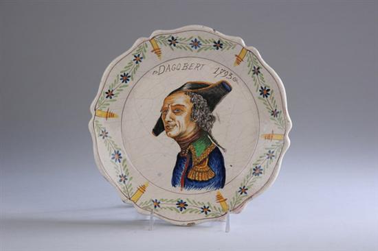 Appraisal: FRENCH FA ENCE PLATE late th century Centered with image