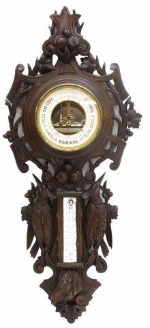 Appraisal: French Henri II style barometer late th c game carved