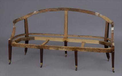 Appraisal: GEORGE III MAHOGANY BOW-BACK SOFA FRAME The bow back continuing