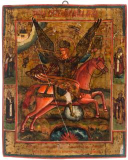 Appraisal: A RUSSIAN ICON OF THE ARCHANGEL MICHAEL TH OR TH