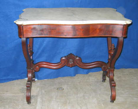 Appraisal: AMERICAN TH CENTURY MAHOGANY CENTER TABLE Having a shaped white