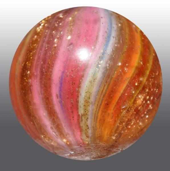 Appraisal: Onionskin Lutz Marble Description Loaded with lutz Pink and white