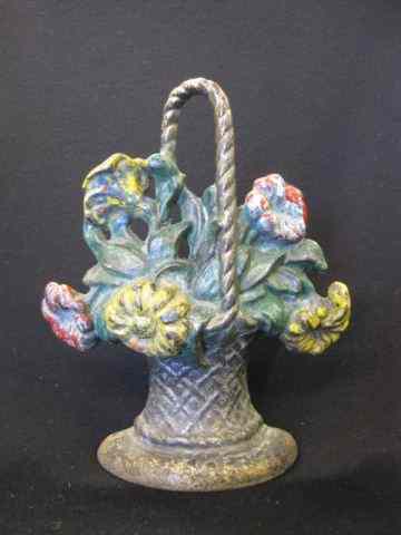 Appraisal: Basket of Flowers Cast Iron Figural Doorstop ''