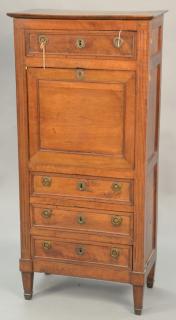 Appraisal: Walnut secretaire with rectangular top over one drawer over drop